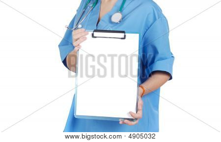 Birisi doktor boş grafik Holding