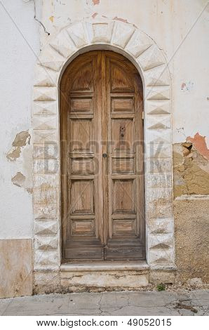 Wooden door. Mattinata. Puglia. Italy.