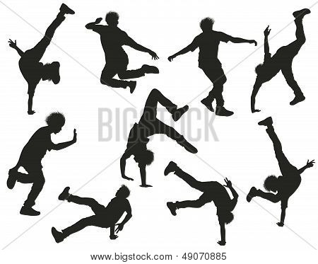 Dancing silhouettes on white
