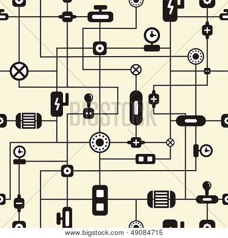 Abstract technology seamless pattern. Vector illustration