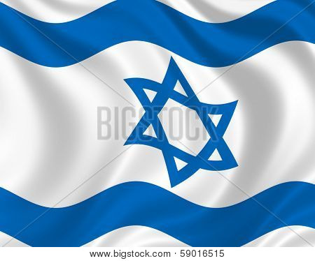 Illustration of Israel flag waving in the wind