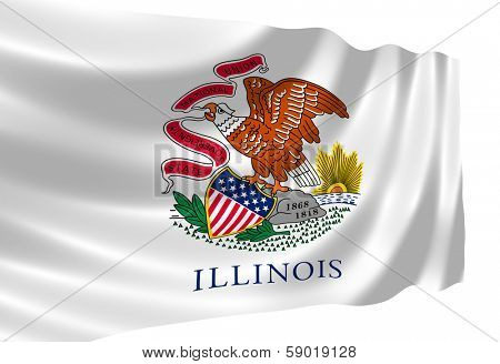 Illustration of Illinois state flag waving in the wind