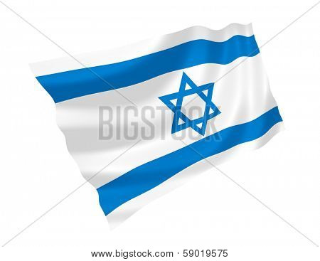 Illustration of Israel flag waving in the wind