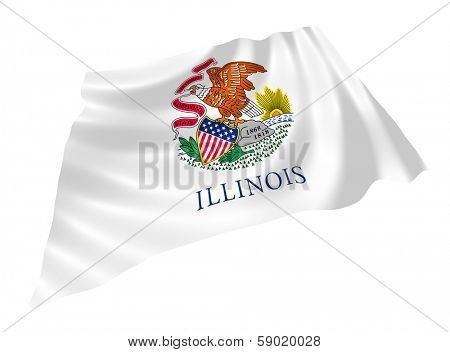 Illustration of Illinois state flag waving in the wind