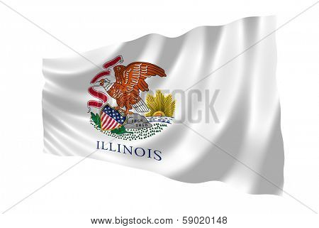 Illustration of Illinois state flag waving in the wind