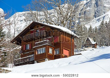 Winter in the swiss alps (Braunwald, Glarus, Switzerland)