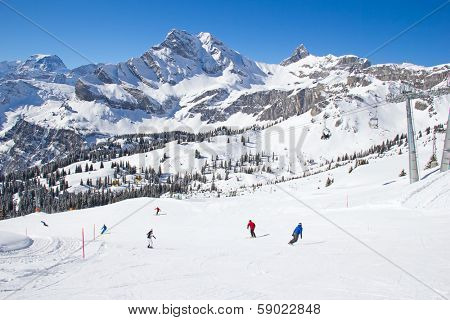 Winter in the swiss alps (Braunwald, Glarus, Switzerland)