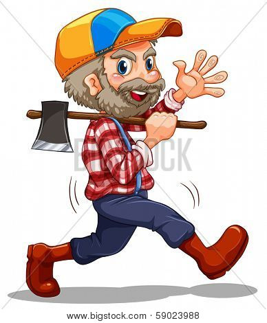 Illustration of a lumberjack on a white background
