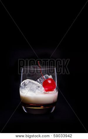 White Russian Cocktail - Isolated On Black
