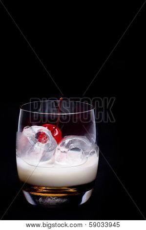 White Russian Cocktail - Isolated On Black