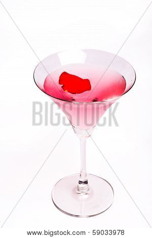 Cosmopolitan Cocktail With Rose In Top Of A White Background