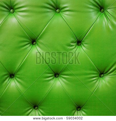 Close Up Luxury Buttoned Green Leather