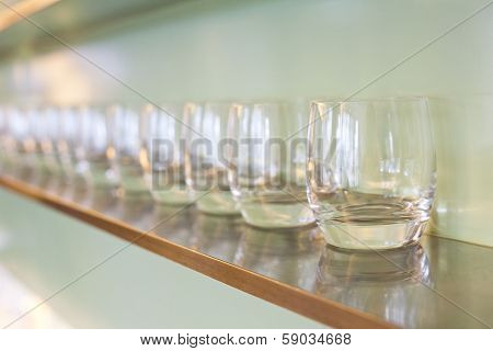 Water Glass On Wooden Rack