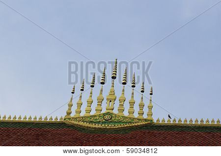 Detail Of A Buddhist Temple Roof In Vientiane, Laos