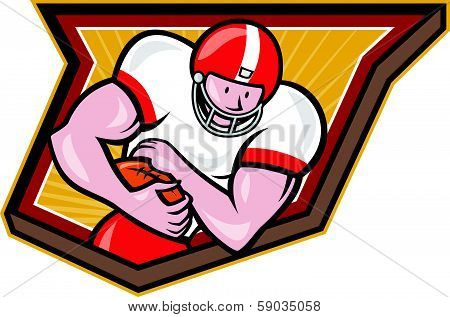American Football Running Back Run Shield Cartoon