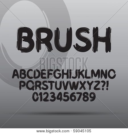 Paint Brush Font And Numbers, Eps 10 Vector Editable