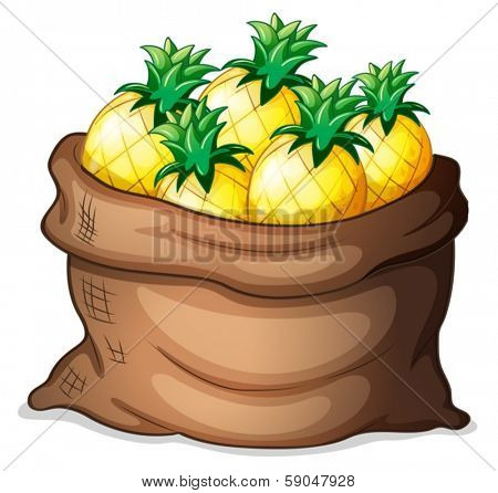 Illustration of a sack of pineapples on a white background