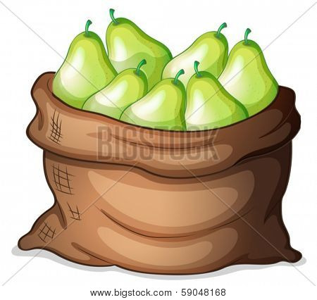 Illustration of a sack of green avocado on a white background