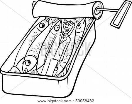 Packed Like Sardines Saying Cartoon