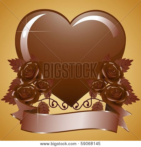 Chocolate heart and roses