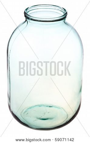 Three-liter Open Glass Jar Isolated