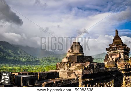 Rainbow Borobudur Complex In Yogjakarta In Java