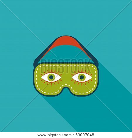 Eye Mask, Flat Icon With Long Shadow