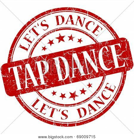 Tap Dance Red Vintage Grungy Isolated Round Stamp