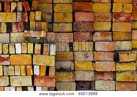 Background Pile Of The Old Bricks