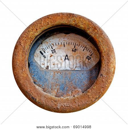 Old Rusty Meter On White Background