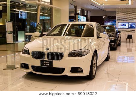 Bmw 520D Car On Display At The Siam Paragon Mall In Bangkok, Thailand.