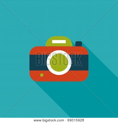 Camera Flat Icon With Long Shadow