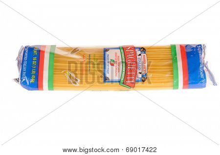 Hayward, CA - July 24, 2014: 16 oz packet of Trader Joe's Italian Speghetti, imported from Italy