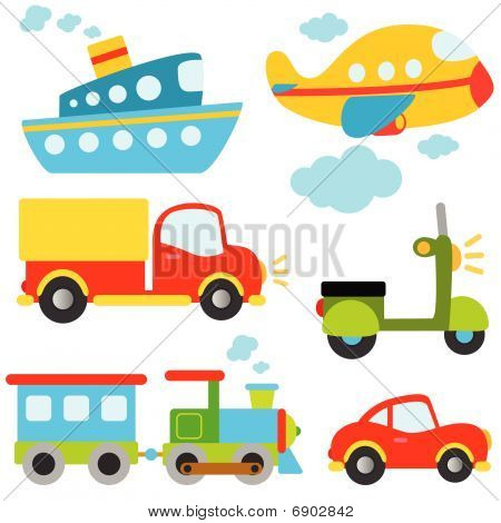 cartoon vehicles vector