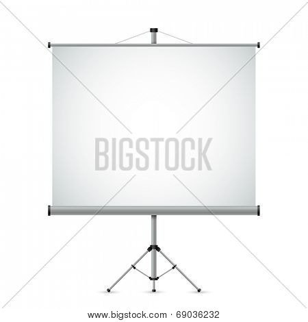 Blank white projection screen vector template.