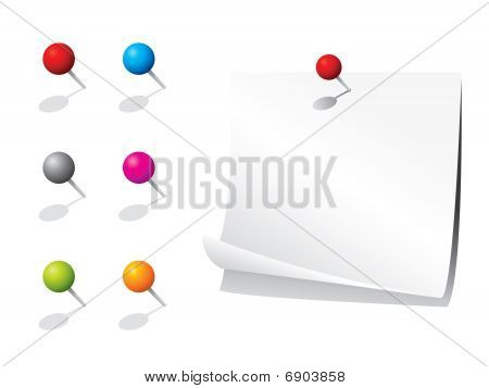 Nota bianco carta e pin