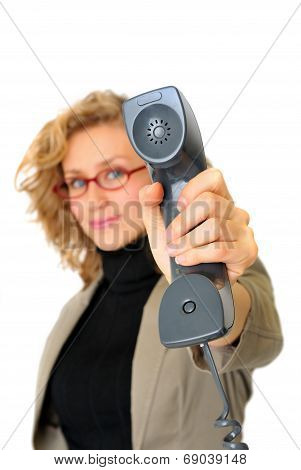 Businesswoman Is Showing Phone