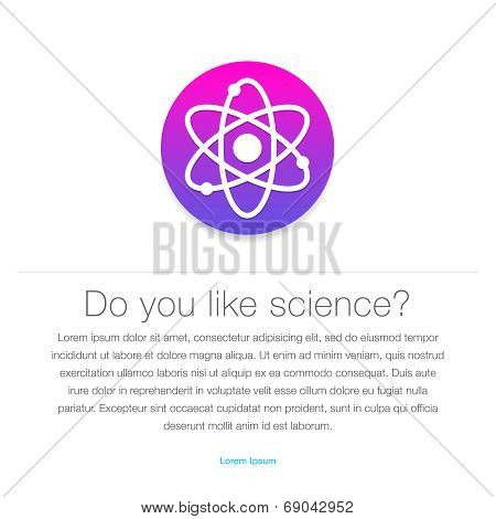 Science icon. Atom symbol entered in round shape
