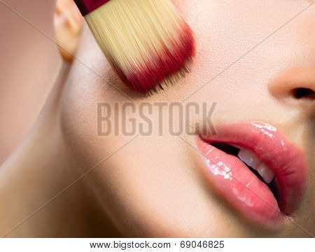 Makeup Applying. Foundation for Perfect Makeup. Apply Make-up. Cosmetic