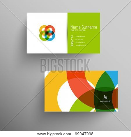 Modern simple light business card template with flat user interface