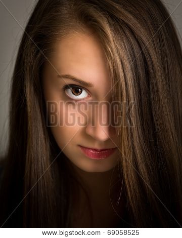 Beautiful Young Woman Staring
