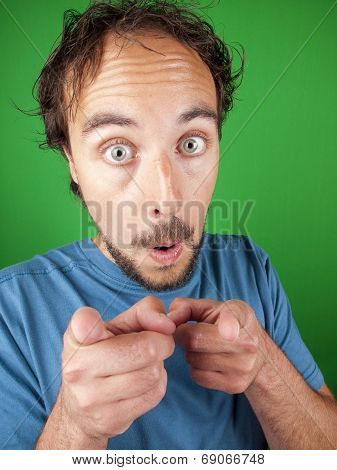 Man With Surprised Expression Pointing At You