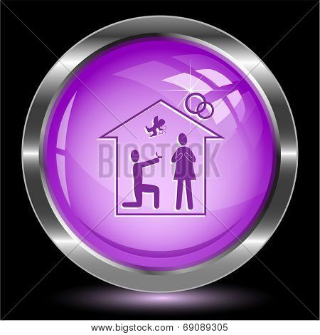 Home affiance. Internet button. Raster illustration.