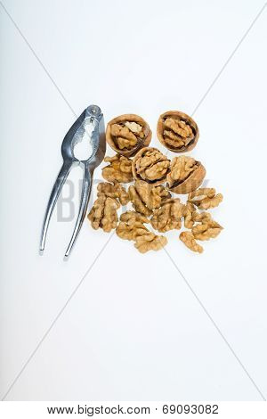 cracked walnut isolated on the white background