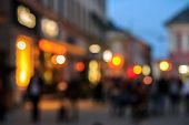 Crowd  Moving On Old City Night Street Blurred