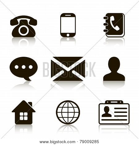 Contact Icons Set with reflection