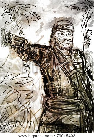 Old Pirate With A Pistol
