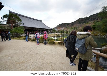 Tourists Visit Tenryu-ji In Kyoto, Japan