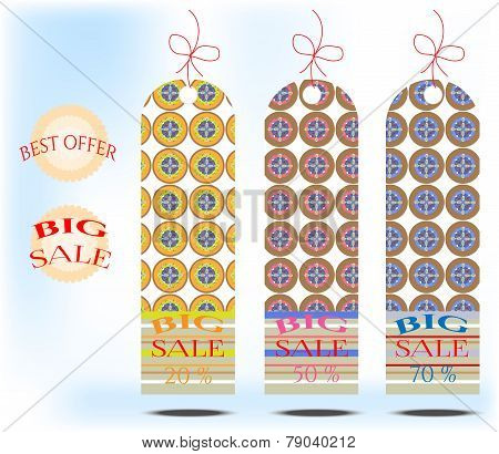 Three colorful cards