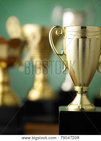 Close up champion golden trophy 